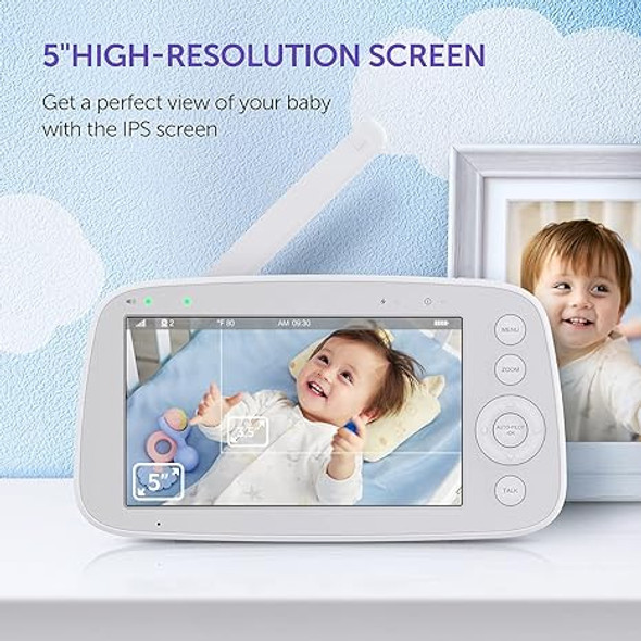 HiPP Baby Monitor 5" 720P Video Baby Monitor Tilt-Zoom Camera VA-IH006 - WHITE