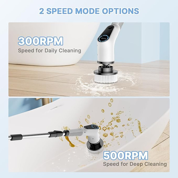 Dovety Electric Spin Scrubber Cordless Cleaning Brush Shower Scrubber - White