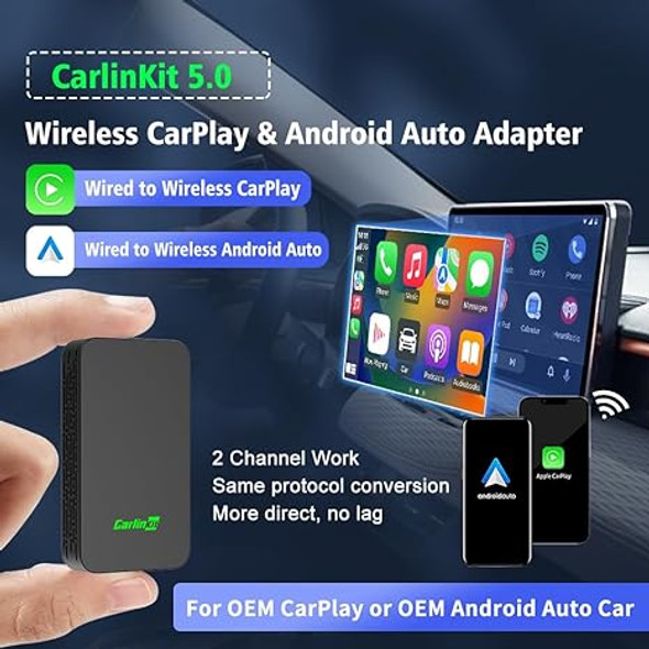 CarlinKit 5.0 Adapter Wired to Wireless CarPlay & Android CPC200-2AIR - Black