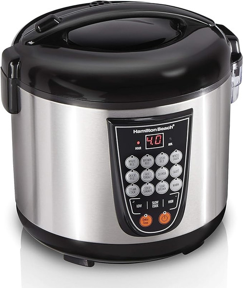 Hamilton Beach Digital Rice Cooker Steamer TYPE-RC25 - Stainless Steel Silver