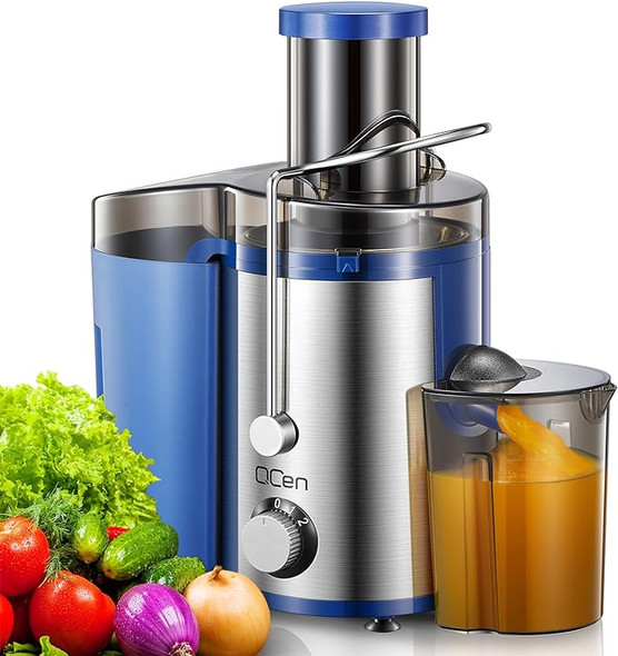 Qcen Juicer Machine 800W Centrifugal Juicer Extractor Wide Mouth 3” Feed - Blue