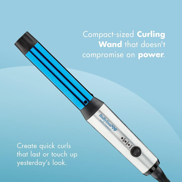 BabylissPRO Nano Titanium Professional Curling Wand, 1" Compact BNTMWUC - Blue