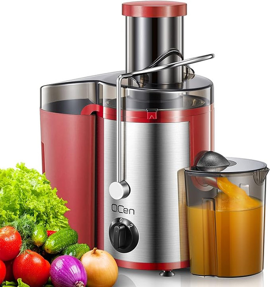 Qcen Juicer Machine 500W Centrifugal Juicer Extractor Wide Mouth 3” KS-501 - RED