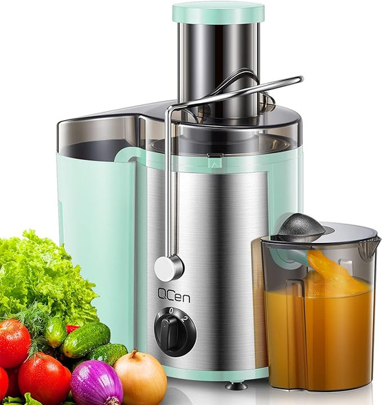 Qcen Juicer Machine, 500W Centrifugal Juicer Extractor with Wide Mouth 3” - AQUA