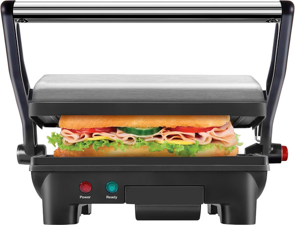 Chefman Electric Panini Grill Non-Stick Plates (2 Slice) RJ02-180 - Black