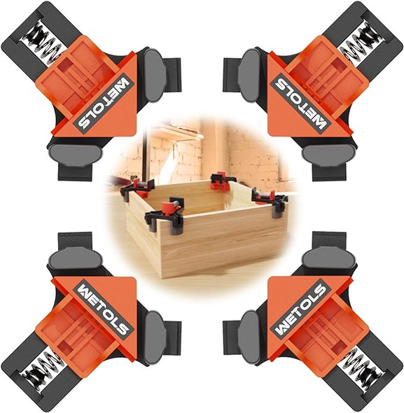 WETOLS Corner Clamp for Woodworking 90 Degree Right Angle Clamp WE404 - Orange