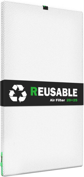 Reair 20x25x1 Air filter, Washable and Reusable Air Filter RA2025 - White
