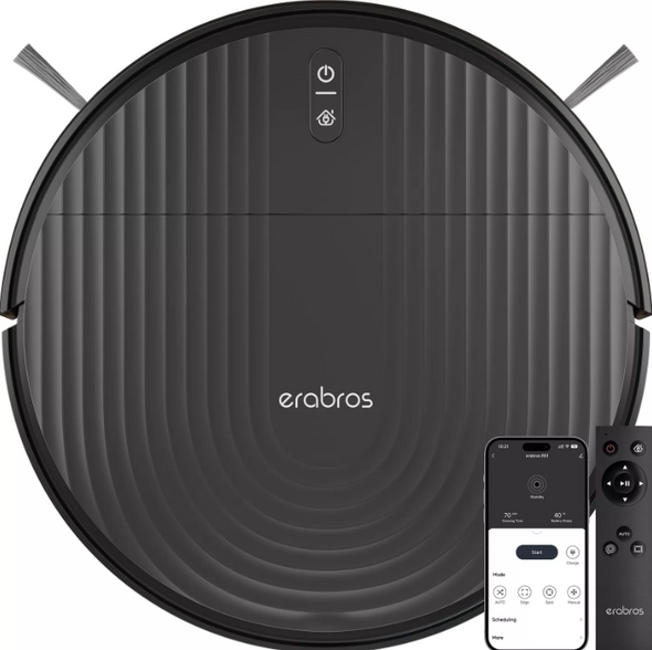 Erabros RS1 Robot Vacuum Cleaner Automatic Recharge Tangle-Free - Black