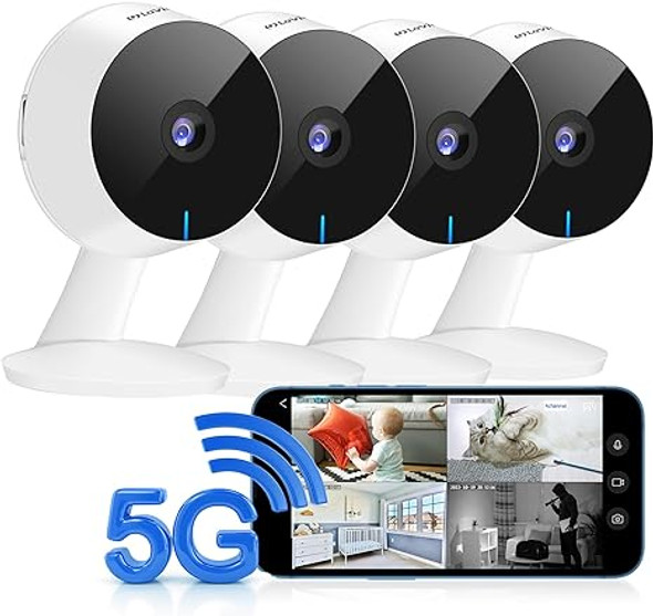 LaView 5G 2.4GHz Security Cameras 4pcs Indoor 1080P Wi-Fi - WHITE