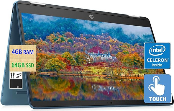 HP Chromebook 14" 1366x768 HD TOUCH N4120 4GB 64GB 14A-CA0130WM - Teal