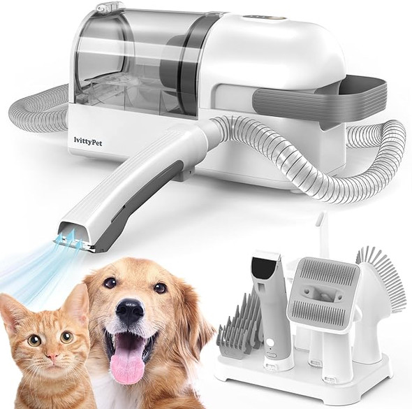 lvittyPet Pet Grooming Vacuum Hair Trimmer Dogs & Cats 13000PA HS-CW01 - WHITE