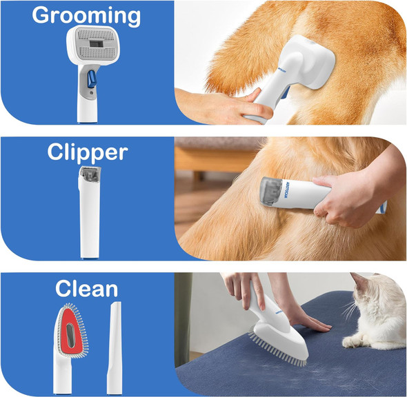 ADOTOCAM DC202 Pet Grooming Kit 5-in-1 Dog Clipper Grooming Kit - WHITE/BLUE
