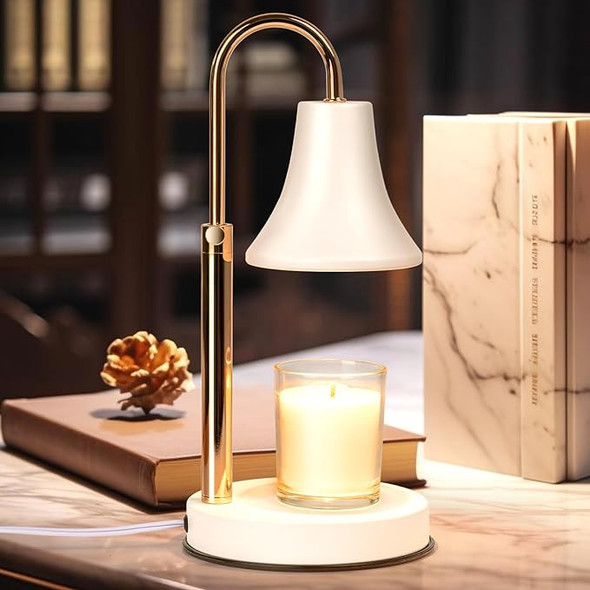 Marycele Candle Warmer Lamp Height Adjustable Dimmable Timer- White Adjustable