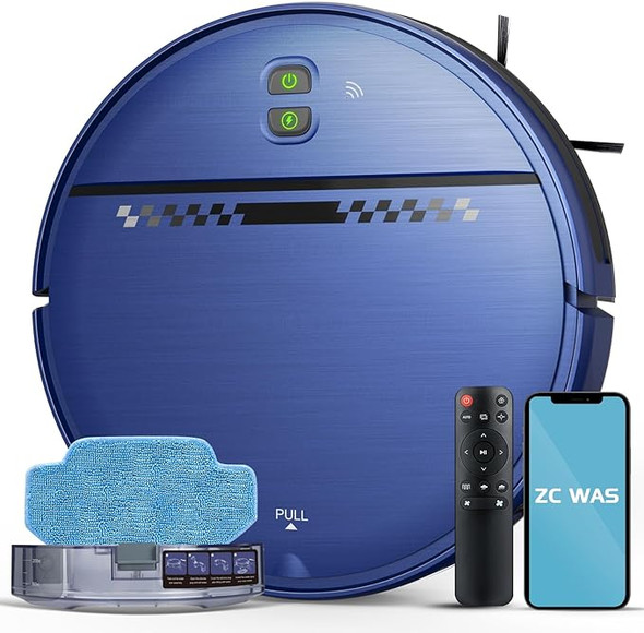 ZC WAS Robot Vacuum 2 in 1 Mop Combo APP Voice and Remote Control - Light Blue