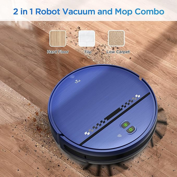 ZC WAS Robot Vacuum 2 in 1 Mop Combo APP Voice and Remote Control - Light Blue