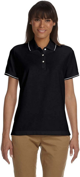 Devon & Jones Ladie Pima Piqué Short-Sleeve Tipped Polo D113W Black White L