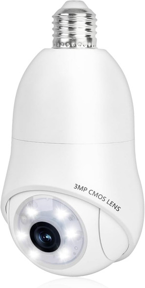 ACABEA LB03 Light Bulb Security Camera, 2K 360° WiFi Night Vision Motion - White