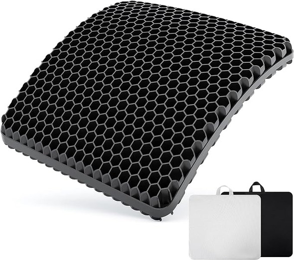 Evnoste Gel Big Seat Cushion Strong Support Sciatica & Back Pain Relief - Black