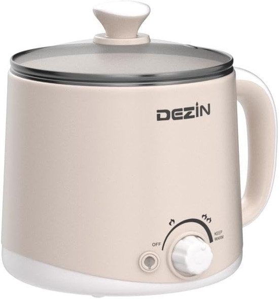 Dezin Electric Pot, 1.6L Ramen Cooker Stainless Steel (Without Steamer) - Beige
