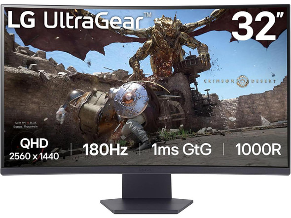 LG 32GS60QC-B Ultragear 32-inch Curved Gaming Monitor QHD (2560x1440) 180Hz 1ms