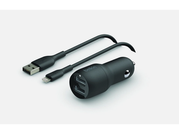 BELKIN CCD001BT1MBK Black BOOST CHARGE Dual USB-A Car Charger 24W + USB-A to