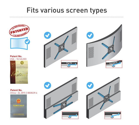 Barkan Long TV Wall Mount, 13-65 inch Articulating, Holds up to 88lbs - Black