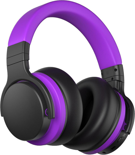 COMMALTA Active Noise Cancelling Headphones Over Ear Bluetooth - Medium Purple