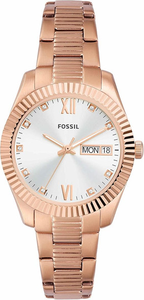 Fossil Scarlette Mini Quartz Stainless Steel Three-Hand Watch ES5200 - Rose Gold Fossil Scarlette Mini Quartz Stainless Steel Three-Hand Watch ES5200 - Rose Gold