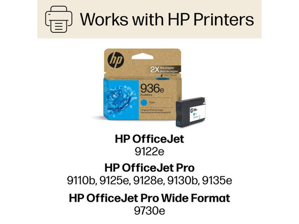 HP 936e Cyan EvoMore Ink Cartridge | Works OfficeJet 9120 Series, OfficeJet Pro