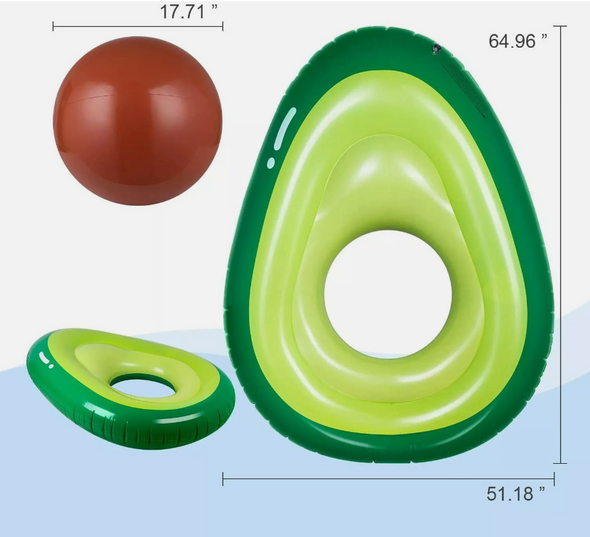 Obuby Inflatable Avocado Pool Float Floatie with Ball Fun Pool Floats - Green