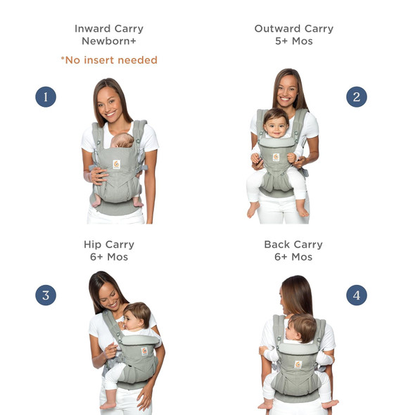 ERGOBABY Omni 360 All-Position Baby Carrier, Lumbar Support - PEARL GRAY