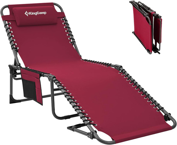 KINGCAMP PORTABLE CHAIR 4 FOLD FOLDING LIGHTWEIGHT HEAVY DUTY FOR GARDEN - WINE