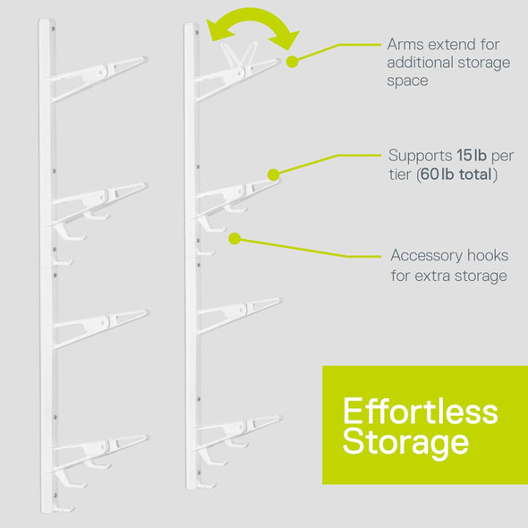 DELTA CYCLE - 4-TIER SNOWBOARD WALL MOUNT RACK - WHITE