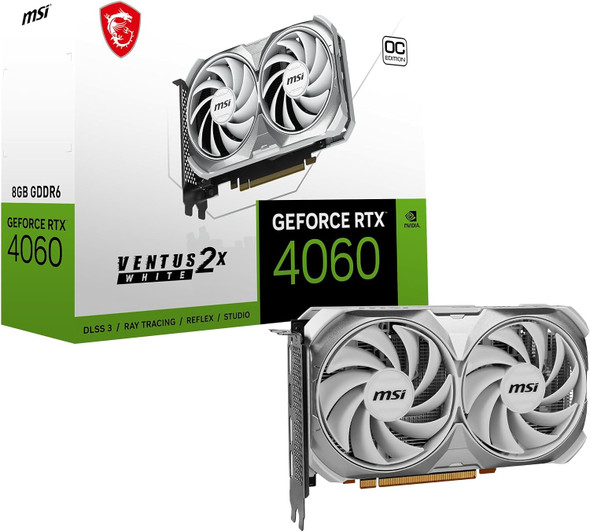 MSI Gaming GeForce RTX 4060 8GB GDRR6 (RTX 4060 Ventus 2X White 8G OC) - WHITE
