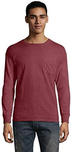 GDH250 Hanes Comfort Wash Long Sleeve T-Shirt With Pocket New