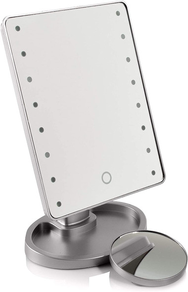 685764B1F Estelle Makeup Mirror - 16 Bright LEDs - Metallic Gray New