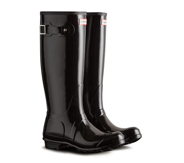 WFT1000RGL Hunter Women's Original Tall Gloss Pull On Rain Boot Black Size 9