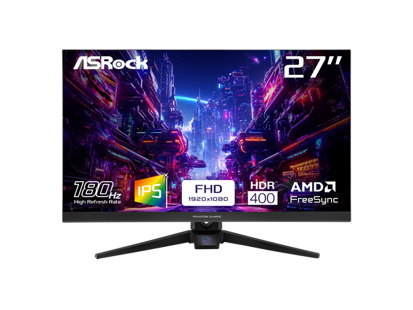 ASRock Phantom Gaming 27" Full HD 180Hz IPS AMD FreeSync HDR400 Gaming Computer