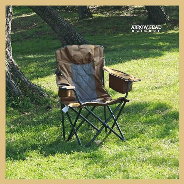 ARROWHEAD OUTDOOR PORTABLE FOLDING CAMPING QUAD CHAIR W/ 6-CAN COOLER - BROWN ARROWHEAD OUTDOOR PORTABLE FOLDING CAMPING QUAD CHAIR W/ 6-CAN COOLER - BROWN