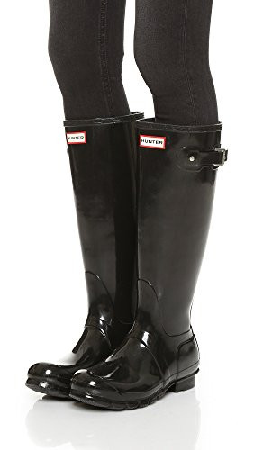WFT1000RGL Hunter Women's Original Tall Gloss Rain Boot, Black, Size 7