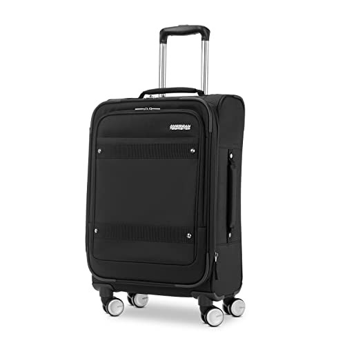 American Tourister Whim Softside Expandable Luggage with Spinners, Black 2PC SET New