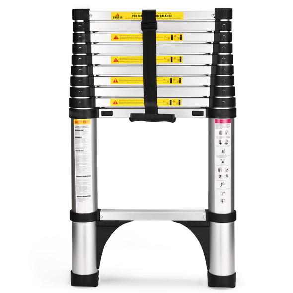 Soctone Telescoping Ladder, 10.5 FT Button Retraction Aluminum Extension Ladder
