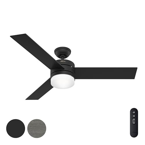 Hunter Fan 54 inch Matte Black Ceiling Fan with LED Light and Remote Control