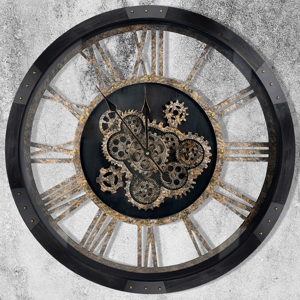 27 inch Large Real Moving Gears Wall Clock with Toughened Glass Cover