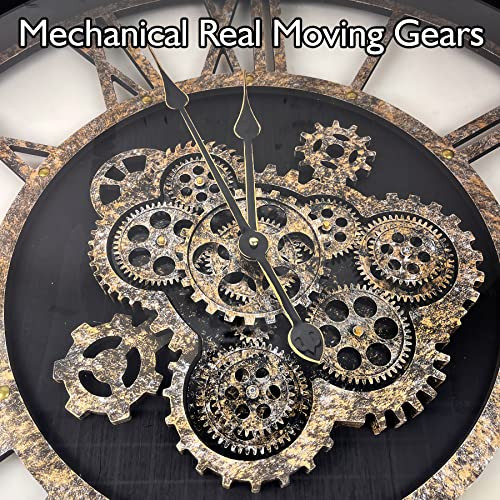 27 inch Large Real Moving Gears Wall Clock with Toughened Glass Cover