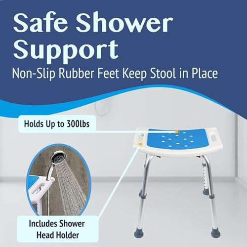 Medokare Shower Seat Inside Shower Bath Stool Medical Shower Chairs -White/Blue