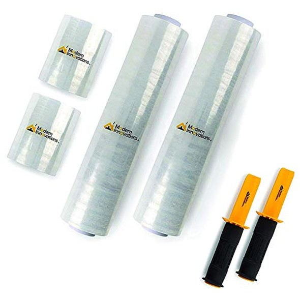 MODERN INNOVATIONS CLEAR STRETCH WRAP ROLLS - 2x 15" ROLLS, 2x 5" ROLLS, MI-1140