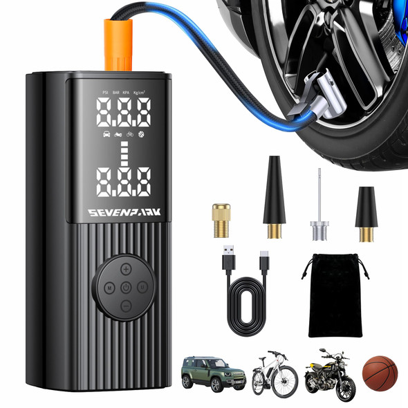 SEVENPARK TIRE INFLATOR 20000 MAH AIR COMPRESSOR 150 PSI P0008 - BLACK