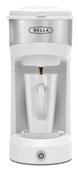 BELLA DUAL BREW SINGLE SERVE COFFEE MAKER K-CUP COMPATIBLE 17647 14oz - WHITE