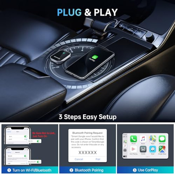 GRAYWATER WIRELESS CARPLAY ADAPTER IOS 10+ DONGLE FIT CARS 2015+ - BLACK